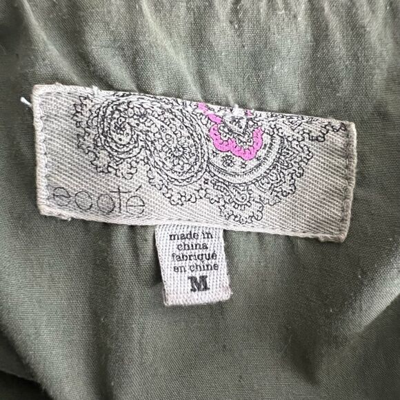 Ecote Military Style Jacket Button Down Green Medium - Picture 12 of 12